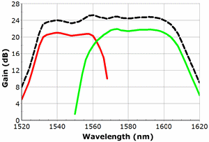 Optical Gain Spectrum of a Hybrid Optical Amplifier